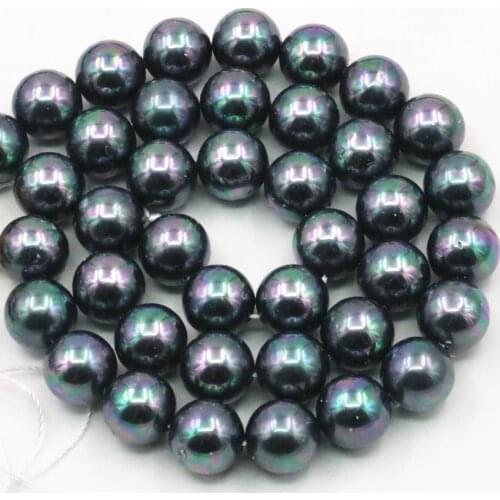 Colourful Round Sea Shell Pearl Loose Beads for Jewelry Making 8mm 10mm Black Shells DIY Necklace Bracelet Finding 15" A493