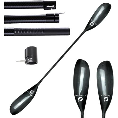 Performance Lightweight 2 Piece Carbon Fiber Kayak Paddle With Wing Blade Oval Shaft 10cm Aluminium Ferrule Adjuster