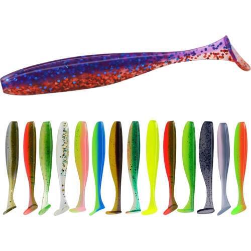 FISH KING Easy Shiner Fishing Lure 50mm 75mm 100mm Wobblers Carp Fishing Soft Lures Silicone Artificial Double Color Bait T Tail