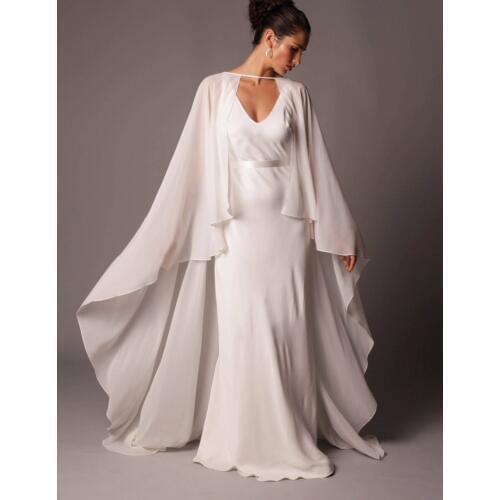 Chiffon Long Gauze Shawl wrapped in BOLERO Floor-Length Bridal Wedding jacket New Wedding Capes