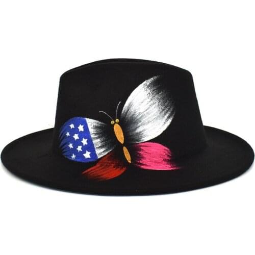 Fedora2021 new hand-painted pattern hat wide-brimmed hat Panama felt hat men and women hats men панама