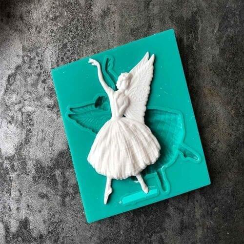 Aouke Wing Ballerina Girl Silicone Mould DIY Fondant Cake Mold Jelly Dry Pez Mold Baking Appliance J059