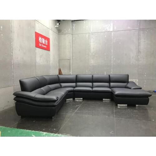 Modern Living room Leather sofa with 6 seater U shape sectionl sofa set