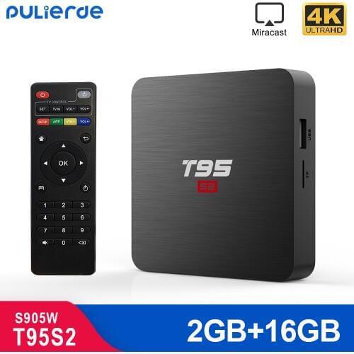 T95S2 2GB 16GB Android 7.1 TV BOX Amlogic S905W 4K H2.65 2.4GHz WIFI Smart Set-top box Media Player 1G 8G