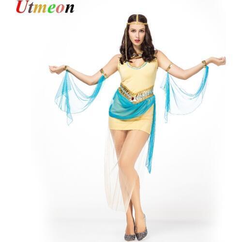 UTMEON-Womens Arab Queen Of Egypt Cleopatra Costume Fancy Dress Clothes Halloween Egyptian Costume Ethnic Clothing