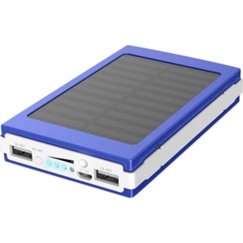 Solar Mobile Power,10000MAh Portable Dual USB Power Bank Mini Rechargeable Rechargeable Treasure for Mobile Phones,Blue