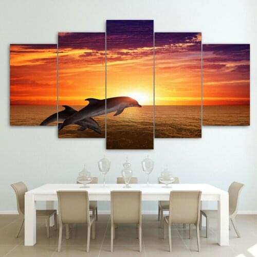 Frameless Dolphin Pattern HD Print Canvas Painting Wall Art Picture for Living Room Home Decor