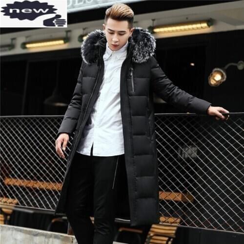 Winter Mens Long Coat Down Jacket Warm Windbreaker Parka Fur Collar Hoody Padded Overcoat Plus Size 6XL Male Oversize Parkas