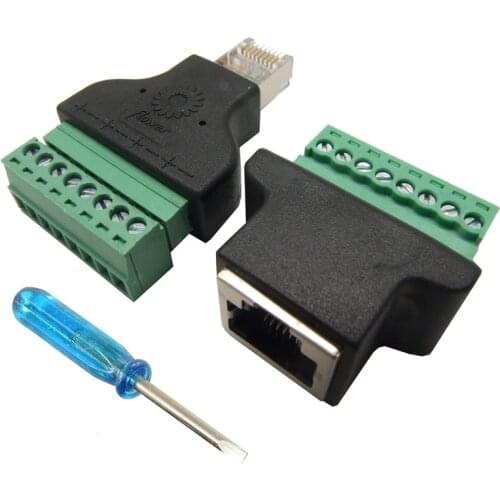 1Pair RJ45 male and female connector RJ45 to Screw Terminal Adaptor RJ45 to 8 Pin connector RJ45 splitter for CCTV DVR