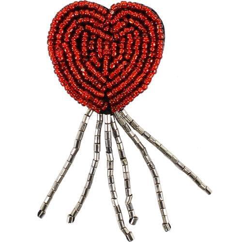 Mini Heart Tassel Fringe for Handmade Brooches Jewelry Beaded Art Badges Clothes Decorated Repair Applique Patches 10pieces