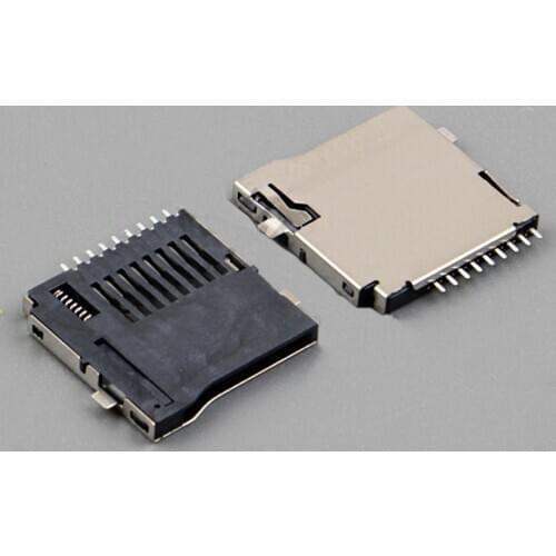 10PCS/lot Push-Push Type TF Micro SD Card Socket Adapter Automatic PCB Connector Sinking foot 9pin