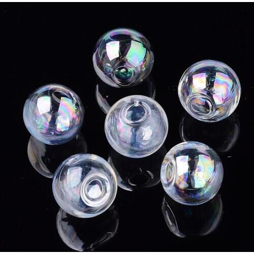 10pcs Clear Round Handmade Blown Glass Globe Beads Half Drilled Bead 8/12/14/16/18/20mm for Stud Earring Making Crafts Decor