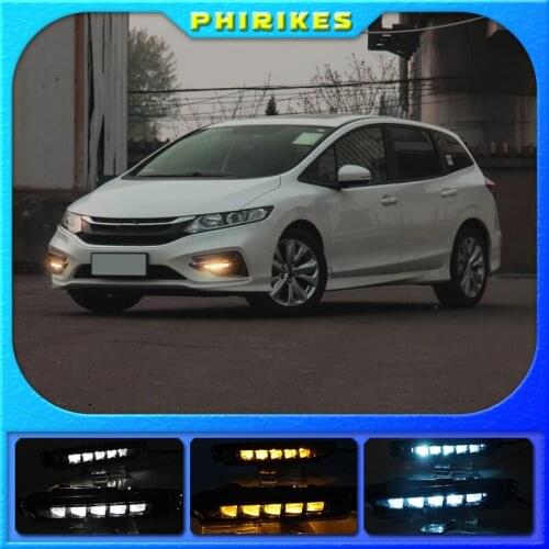 2pcs LED Daytime Running Light For Honda Jade 2017-2018 Turn Signal Relay Waterproof Car DRL