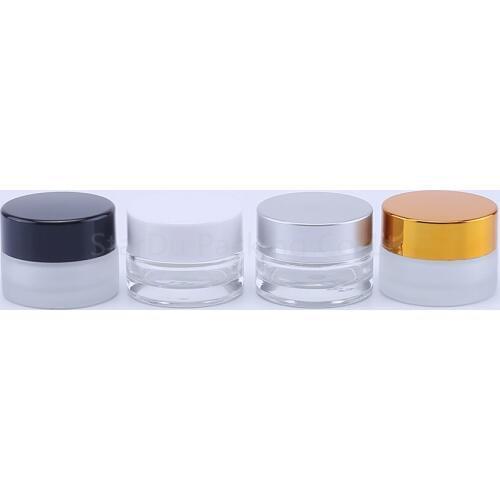 5g Glass Cream Jars Cosmetic Packaging with lid plastic caps & inner liners round empty small glass jars