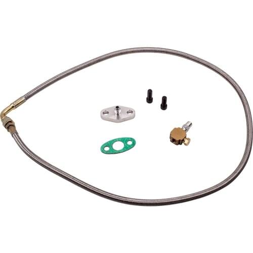 50" Braided Stainless Steel Turbo Charge 1/8 NPT Fitting Oil Feed Line For T3/T4