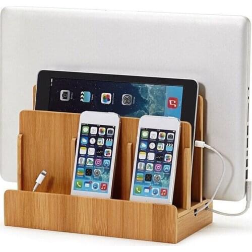 Bamboo Charger Stand Mobile Phone Holder Tablets Base Holders, Office Desktop Tablet Stands, Smartphone Stands Charging Brackets