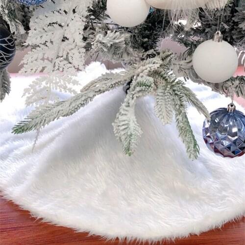 White Christmas Tree Skirt Decorations For Home Ornaments Plush Faux Fur Xmas Tree Carpet Merry Christmas Gift