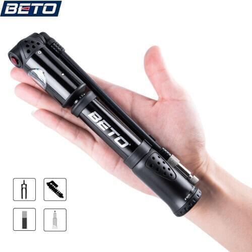 Beto Fork Tire Shock Bicycle Pumps 300Psi Gauge Mini Hand Pump for Bicycle Schrader Presta Adapter Hose Bike Pump Air Inflator