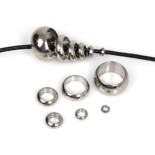 20-100pcs Pick Size Stainless Steel Spacer Beads Round European Big Hole Beads For Jewelry Making DIY Bracelet Necklace