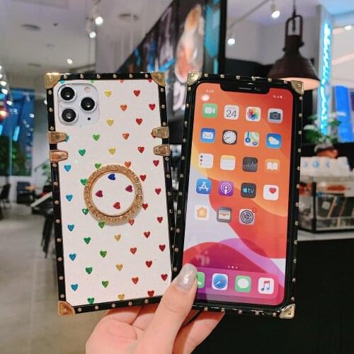 Square Sequins Love Heart Wristband Cover For Samsung M31 A31 A01 A81 A91 M30S A20S A10S A10 A30 A50 A70 M20 M30 A7 A9 2018 Case