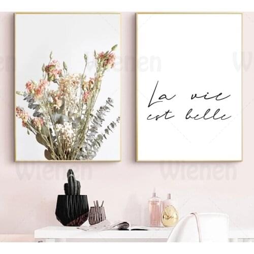 Decor Painting French Romantic Quotes Bouquet Picture Wall Art Home Decoration Living Room Bedroom Decor Canvas Art Print Unfram