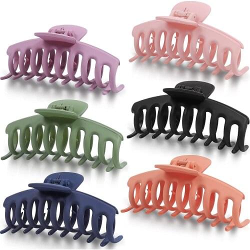 Dighealth 4.3" Nonslip Elegant Acrylic Hairpins Korean Solid Large Claw Clips Strong Hold Headwear Hair Styling Accessories