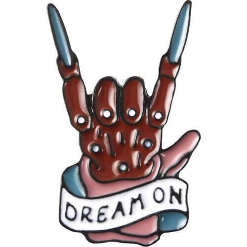Punk DREAM ON Enamel Pins button Badge Brooches Rock Band Shirt Collar Music Fashion Inspirational Jewelry friends fans trinket