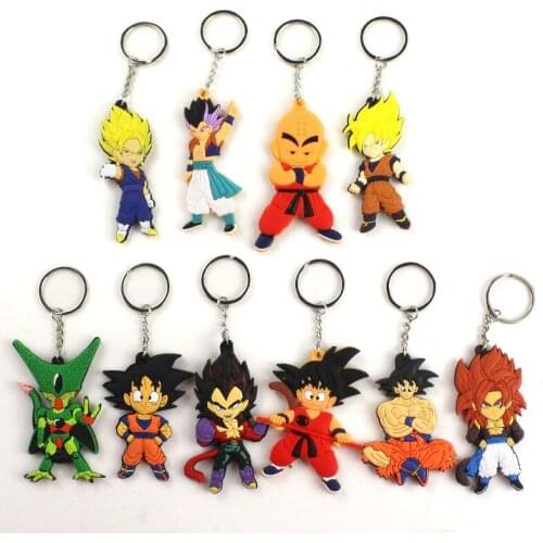 10pcs/Set 7-8cm Dragon Ball Z DBZ Son Goku Vegeta Cell Kuririn Soft Rubber Action Figure Model Toys Keychain Pendant Kids Gift