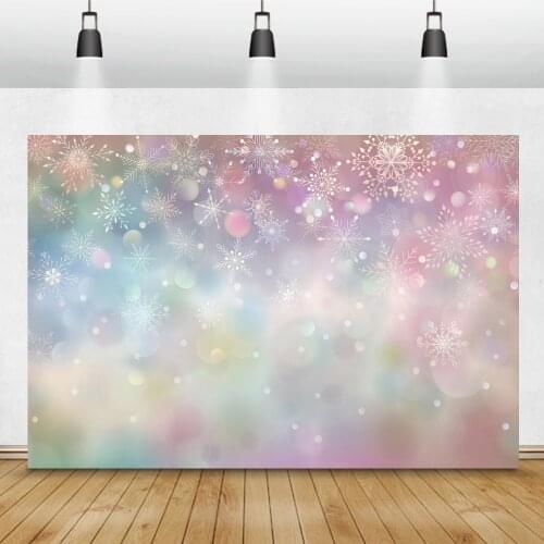Dreamy Snowflake Light Bokeh Gradient Color Polka Dots Christmas Photography Background Baby Family Photocall Poster Backdrop