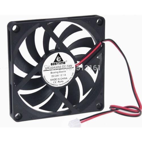 100PCS Gdstime DC 24V 80mm 2Pin 80x80x10mm Brushless Cooling Case Fan 8cm 8010S