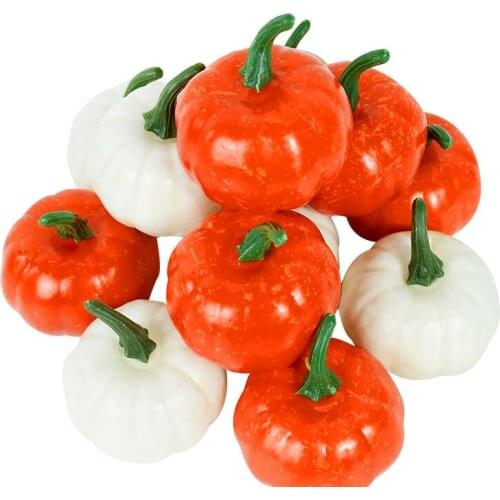 6cm Foam Artificial Pumpkin Halloween DIY Decorations for Kids Room Mini Fake Garden Vegetables White Orange Pumpkin Decor