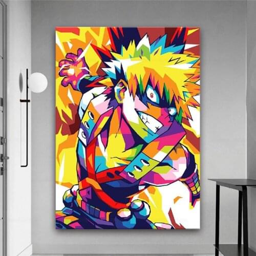 Katsuki Bakugou WPAP Anime Canvas Painting Wall Anime Art Pictures Prints Home Wall Poster Decoration Living Room Decor Paintin