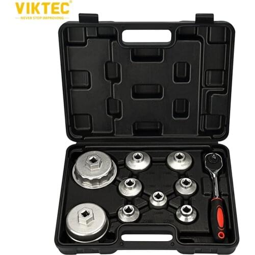 Viktec Oil Filter Cap Wrench Metric 10pcs Socket Set Tool Kit 24mm-65mm for BMW Mercedes VW Paper Toyota 1.8L 2.5L 5.7L Engine