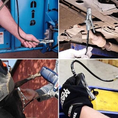 Car Grease Gun Adapter Hose Kit High 10000PSI Coupler End Accessories Adapter On 1/8” Connector Tool Lock NPT Fit Coupling O7A6