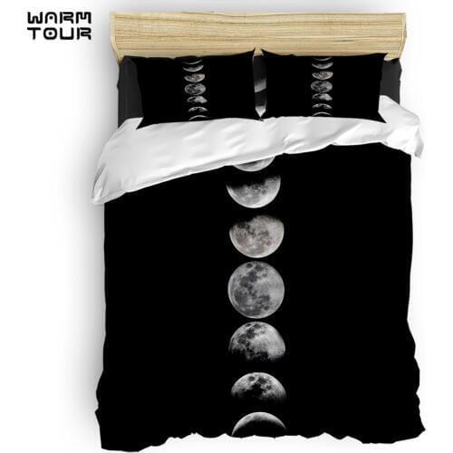WARMTOUR Duvet Cover Phases of the Moon Duvet Cover Set 4 Piece Bedding Set For Beds