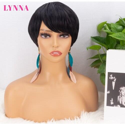 Short Human Hair Wigs Pixie Cut Straight Remy Brazilian Hair for Black Women Machine Made Highlight Color Cheap Glueless Wig