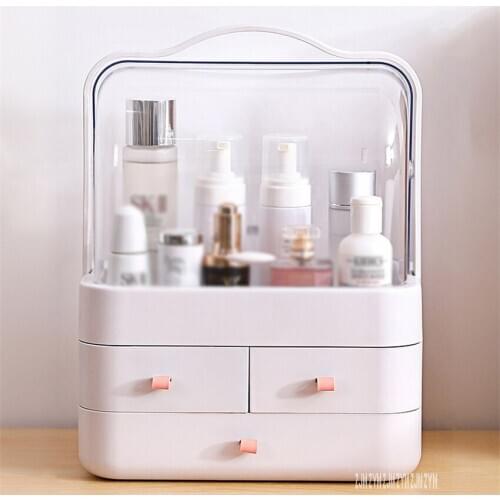 YM206X Abs Cosmetic Box With Drawer Portable Two-Way Opening And Closing Dustproof Dresser Shelf Dressing Case CosmeticBox