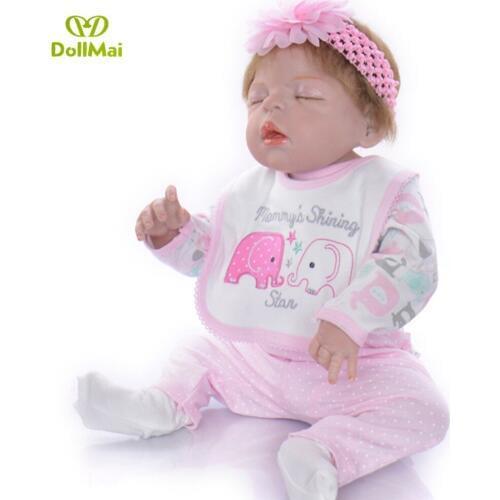 Boneca reborn bebe completa silicone realista reborn baby girl doll 23"57cm can bathe child gift toy dolls
