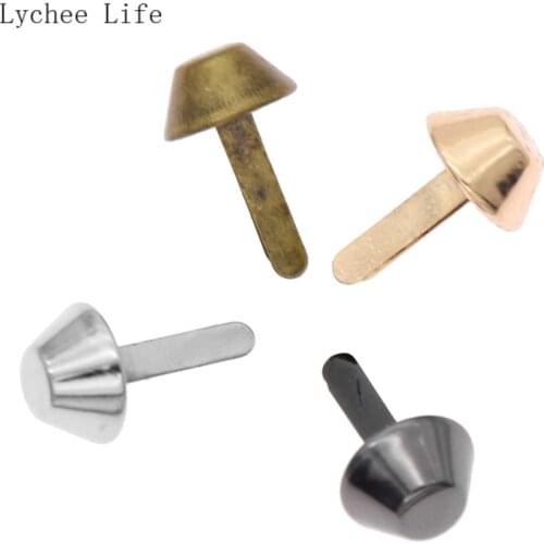 Lychee Life 20Pcs Metal Gold Bag Feet Rivets Studs Pierced For Purse Handbags Garment Leather Diy Sewing Accessories