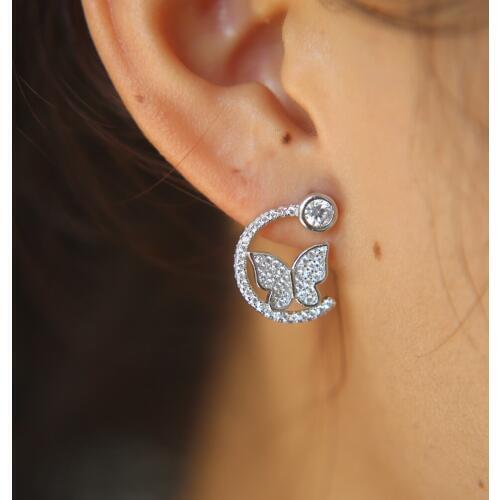 Cute animal CZ Crystal Stud Earring Paved Shiny AAA+ Cubic Zirconia Trendy ROSE delicate Gold-Color Jewelry for Women