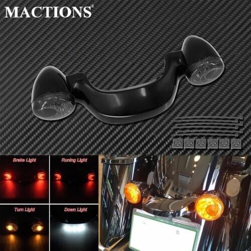 Motorcycle LED Rear Turn Signal Brake Light Bar Lamp Gloss Black Smoke Lens For Harley Touring Street Road Glide FLHX 2010-2019