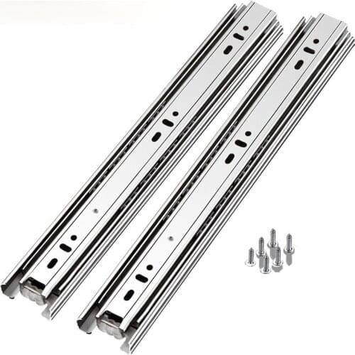 Soft Close Drawer Slide Rail 10-24 Inch Three Fold Full Extended Ball Bearing Guide