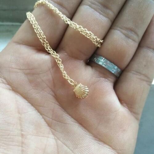 Gift small shell conch charm pendant necklace cute 3D shell necklace sail sailor sea shell ocean beach animal pearl necklace