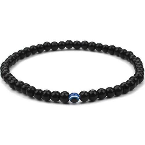 New Fashion Hot High Quality Dull Polish Stones Elastic Evil Eye Beads Bracelets Adjustable Bangle Bracelet For Men Boys Jewelry