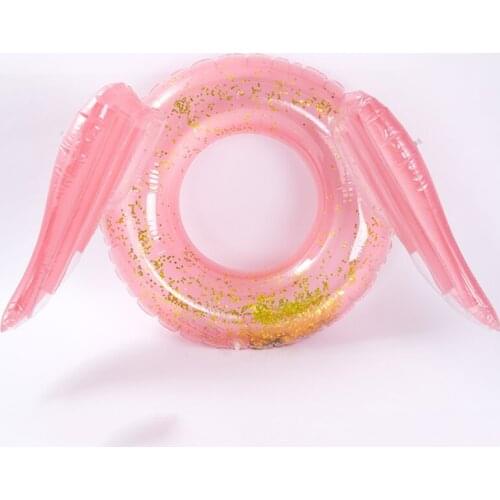 New Sequin Swimming Ring Inflatable Wings Pool Float Transparent Water RingSummer Each Party Sandy Beach Toy