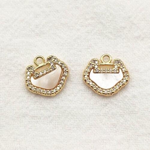 New Arrival! 12x12mm 20pcs Plating Real Gold Color Cubic Zirconia Shell Charm For Handmade Earring Parts DIY Jewelry Findings