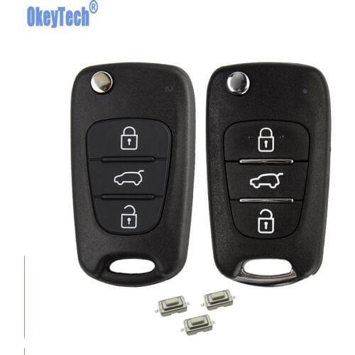 OkeyTech for Kia Rio 3 Sportage K2 K3 K5 Seat Cerato Covers Shell Case Flip Blank Car Key Replacement Keys for Hyundai I30 2010