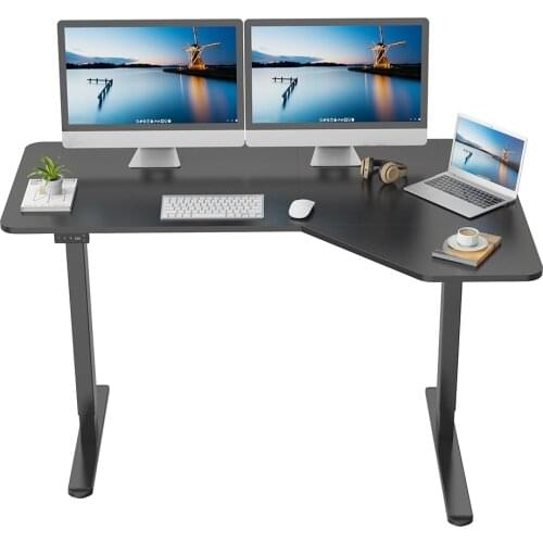 Support Customized Services 2 Memorized Position Reversible Panel L Shape Mobile Computer Height Adjustable Standing Desk