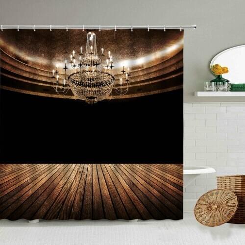Retro Crystal Chandelier Stage Shower Curtain Photo Studio Digital Photography Background Bathroom Bathtub Waterproof Curtains