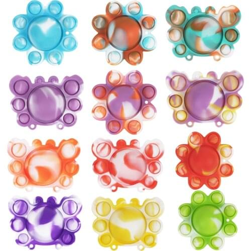 Stress Relief Simple Dimple Push Pop Bubble Fidget Popper Toys Silicon Double Sided Reversible Crab Flip Octopus Sensory Poppet